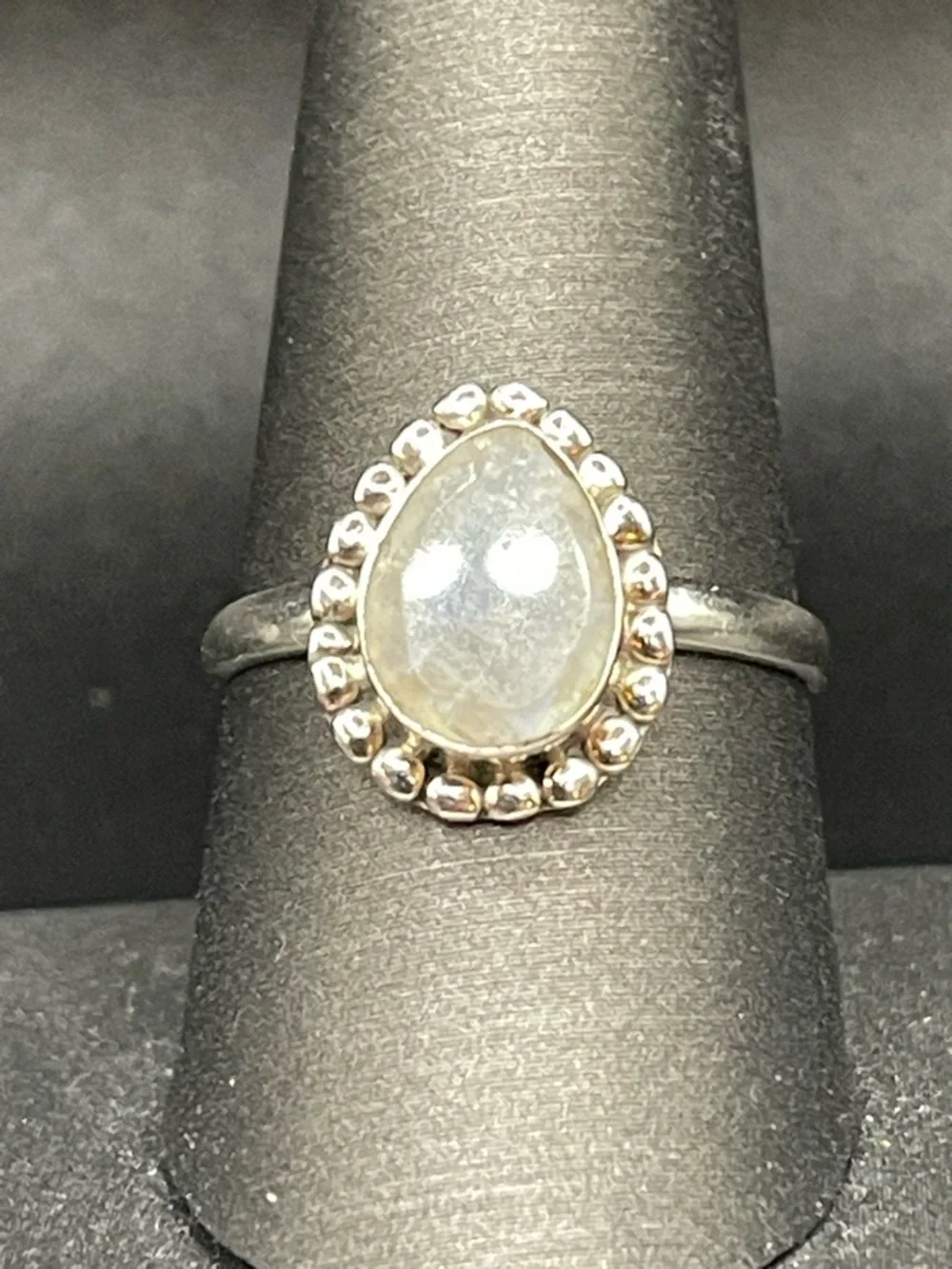 Sterling Silver Teardrop Moonstone Ring in White